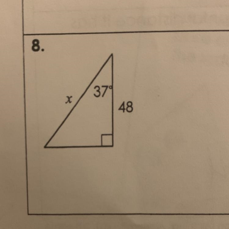 Trigonometric ratios & finding missing sides-example-1