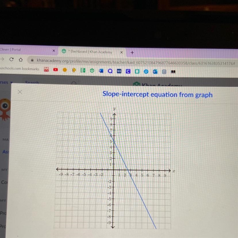 Find the equation of the line. Use exact numbers. y = ?x + ?-example-1