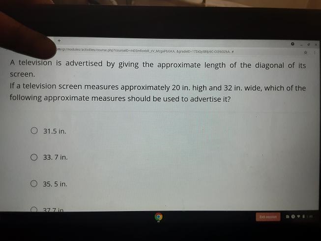 A television is advertised by giving the approximate length of the diagonal of its-example-1