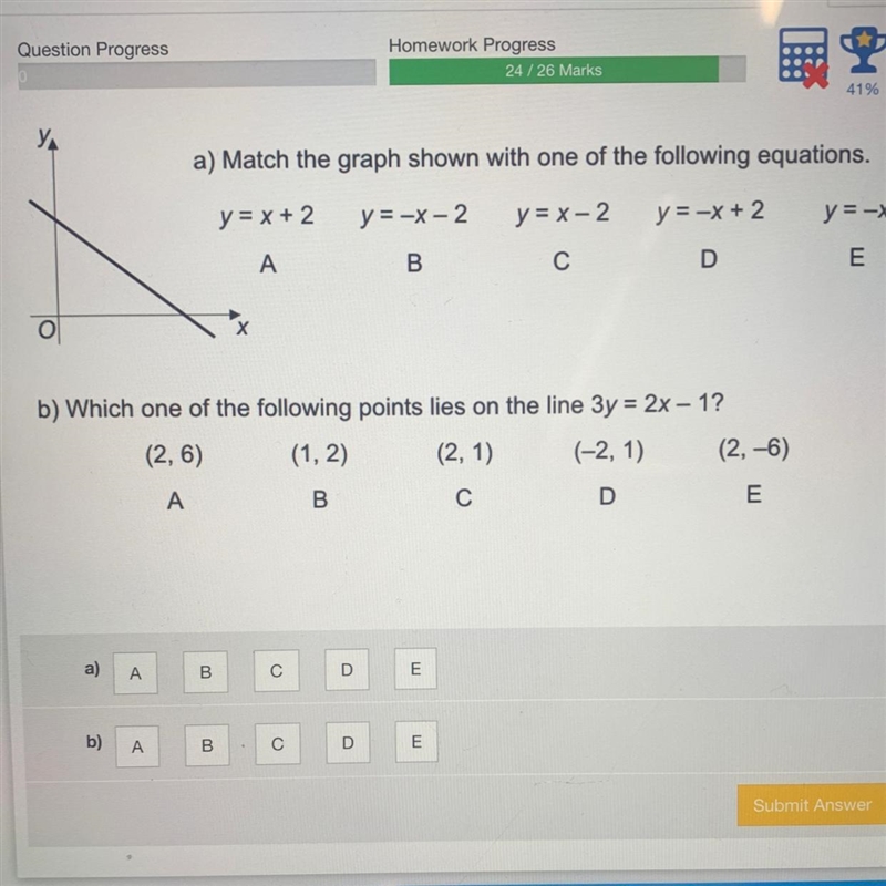 A) match the graph shown with one of the following equations. b) which one of the-example-1