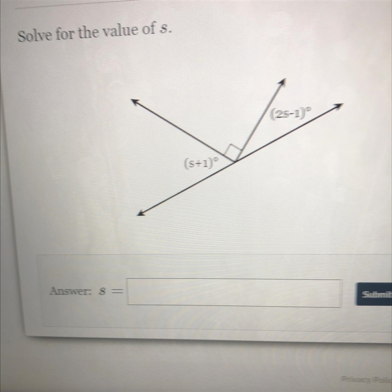 Solve for the value of s. (s+1)° (2S-1)°-example-1