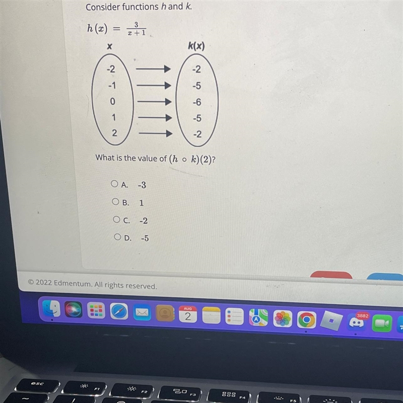 HELP ASAP Consider functions H and K What is the value of (h o k)(2)? and look at-example-1