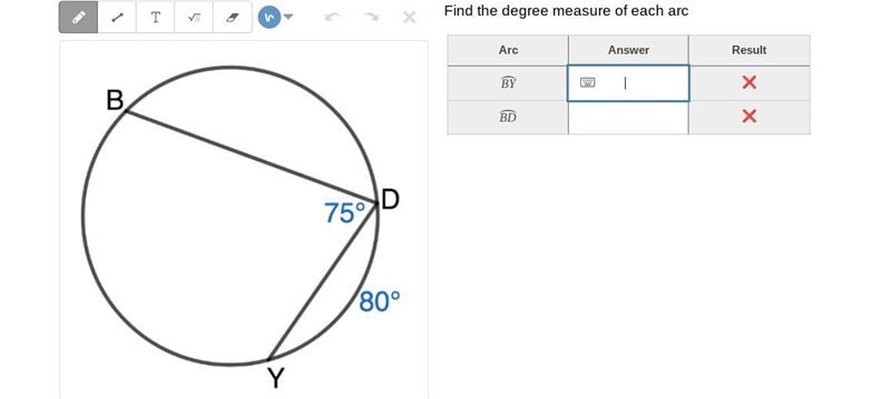 Find the degree measure of each arc-example-1