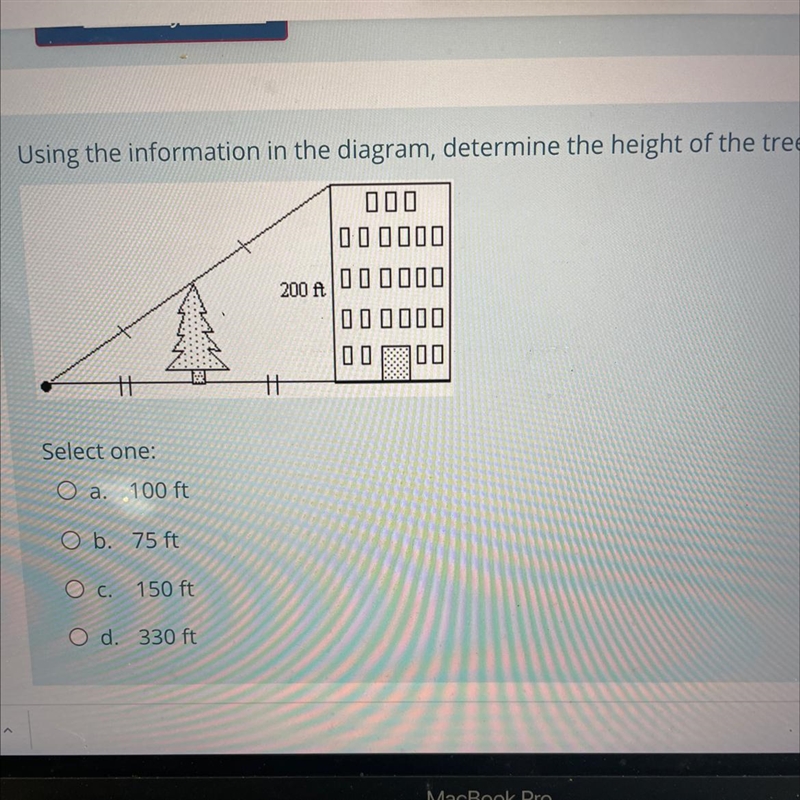 Using the information in the diagram determine the height of the tree-example-1