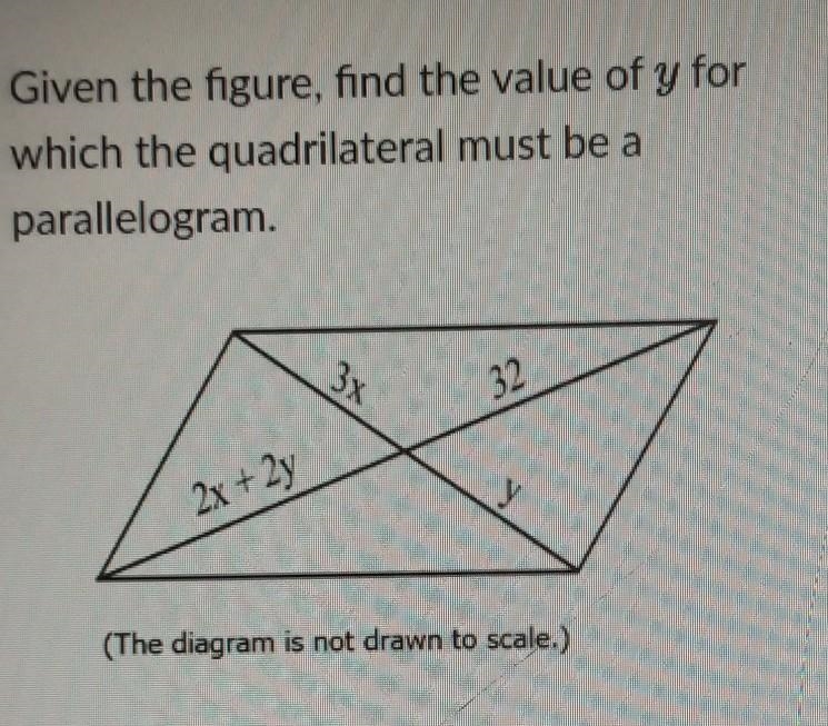 Given the figure, find the value of y for which the quadrilateral must be a parallelogram-example-1