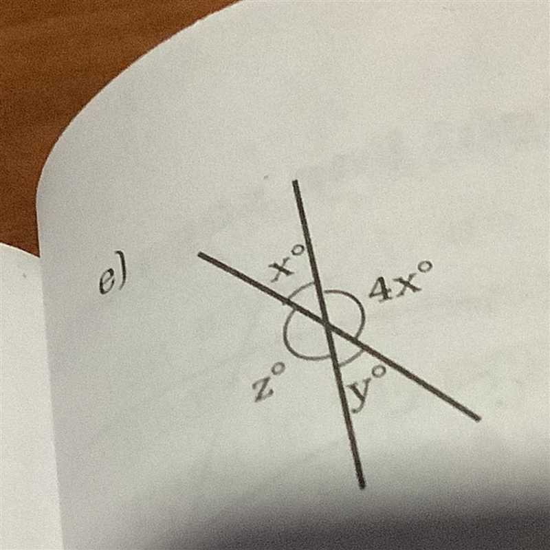 Find the unknown angle x 4 z y-example-1