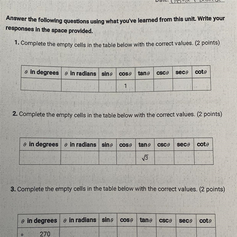 Answer the following questions using what you've learned from this unit. Write your-example-1