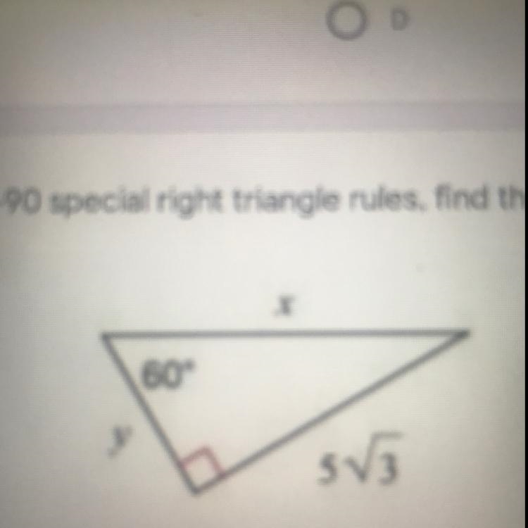 Pls help Applying the 30-60-90 special right triangle rules, find the value of x and-example-1