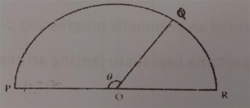 Diagram 5 shows a semicircle with centre O.It is given that the arc length of PQ=9cm-example-1