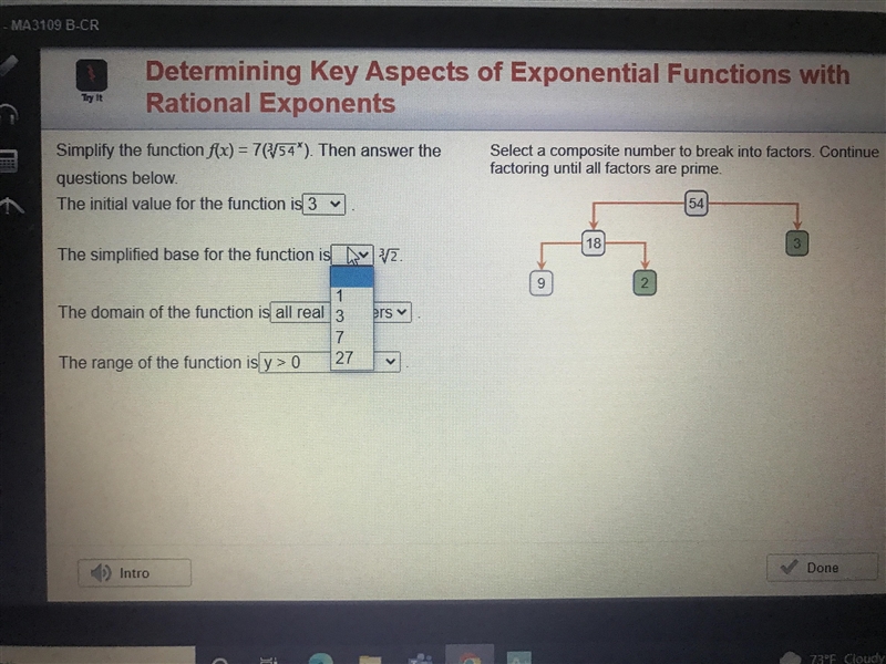 Simply the function f(x)=7(3Square root 54^x)-example-1