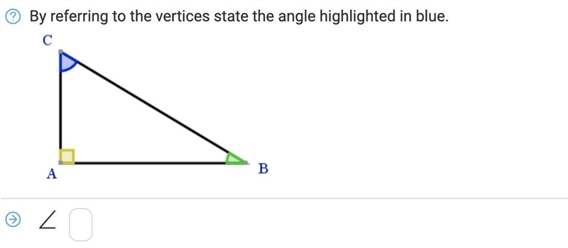 By referring to the vertices state the angle highlighted in blue.-example-1