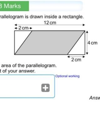 Find the area of a parallelogram in a rectangle-example-1