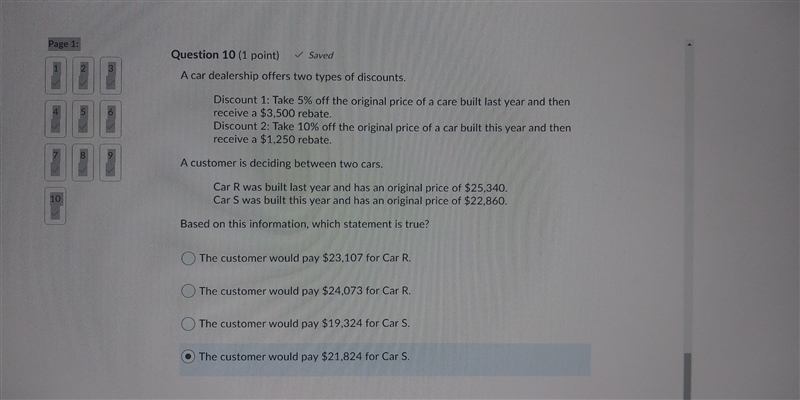 A car dealership offers two types of discount. Discount 1: Take 5% off the original-example-1