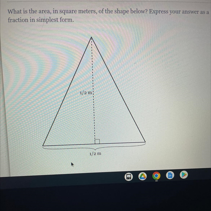 What is the area, in square meters, of the shape below? Express your answer as a fraction-example-1