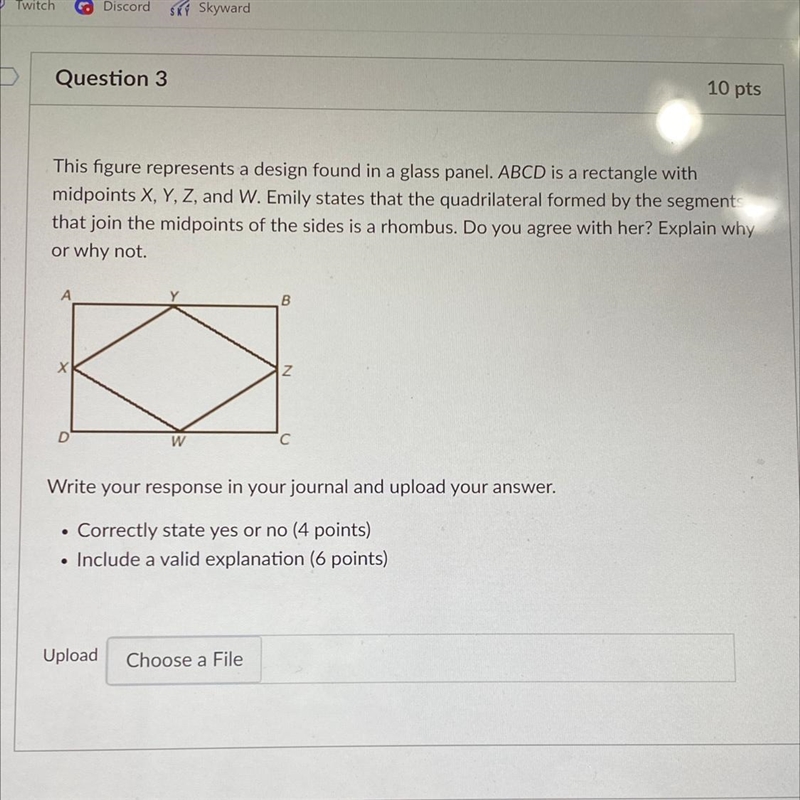 This figure represents a design found in a glass panel. ABCD is a rectangle with midpoints-example-1