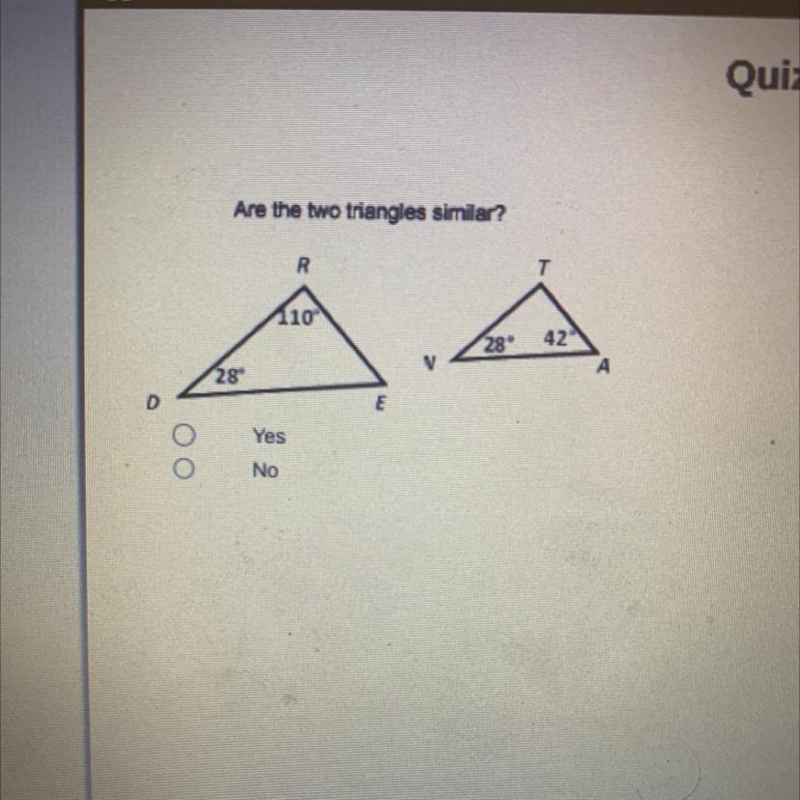 Are the two triangles similar?-example-1