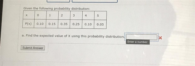 Find the expected value of x using this probability distribution-example-1