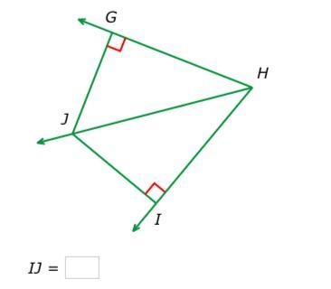 If ∠GHJ≅∠IHJ and GJ=99, what is IJ?-example-1