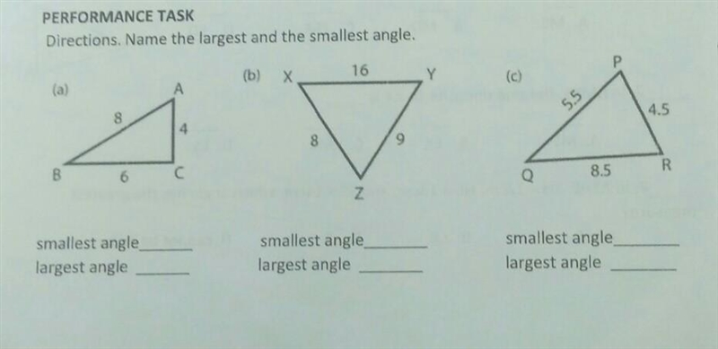 Name the largest and the smallest angle​-example-1