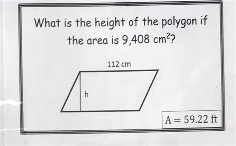 What is the height of the polygon if the area is 9,408-example-1