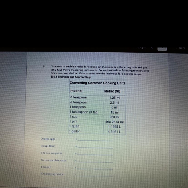 You need to double the recipe for cookies but the recipe is in the wrong unit and-example-1