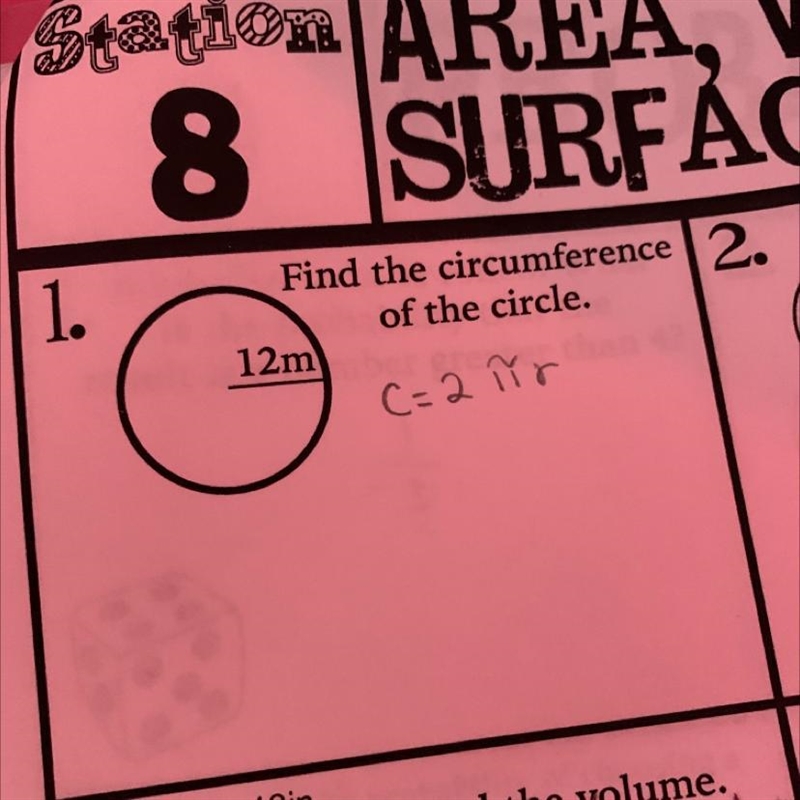 Find the circumference of the circle 12m-example-1