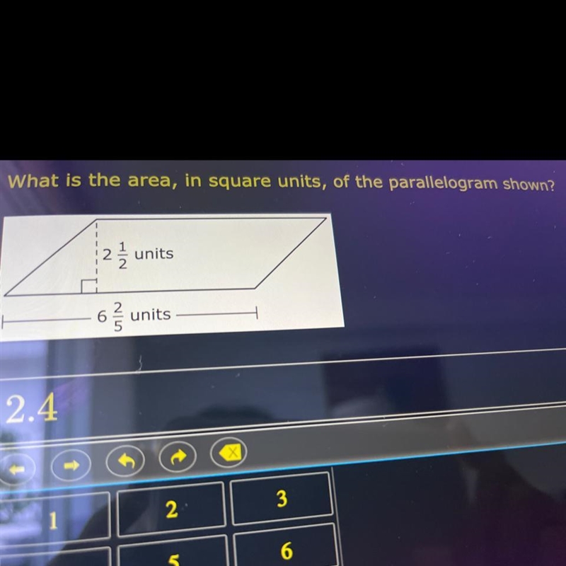 What is the area, in square units, of the parallelogram shown?-example-1