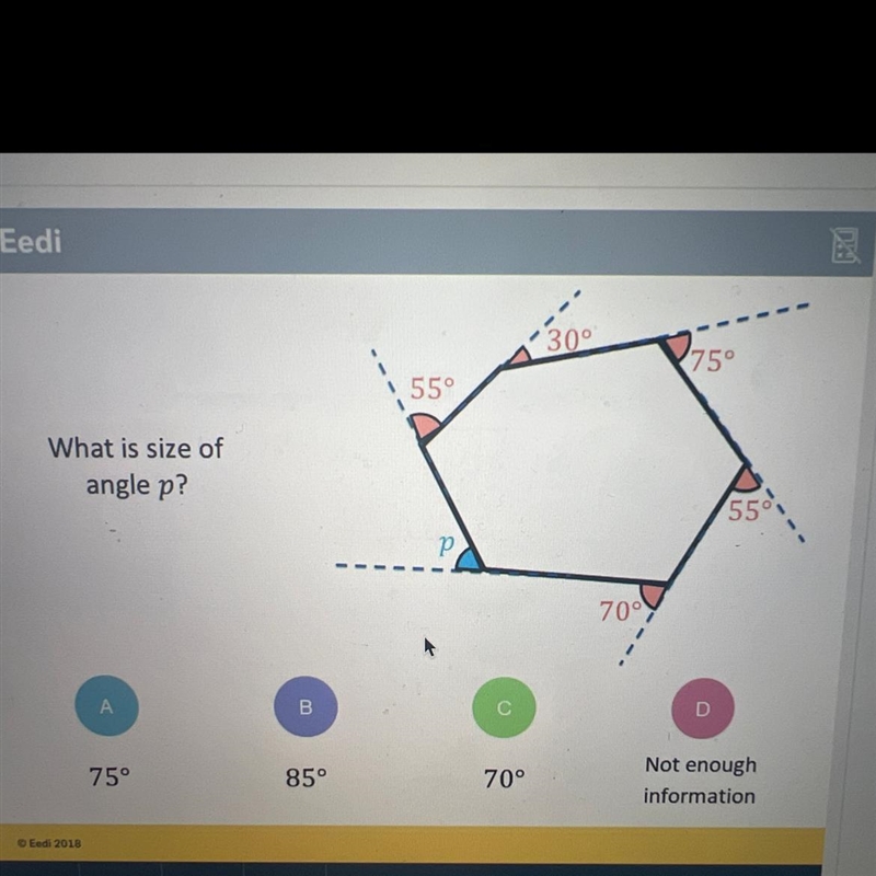 What is size of angle p?°-example-1