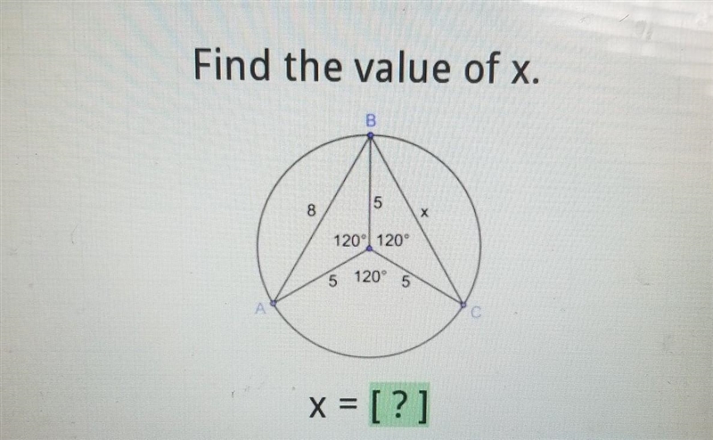 Find the value of x. x = [?]​-example-1