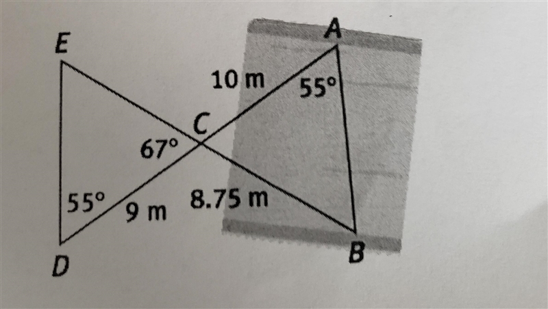 Given triangle ABC is similar to triangle DEC. Could you use the proportion 9/10=8.75/EC-example-1