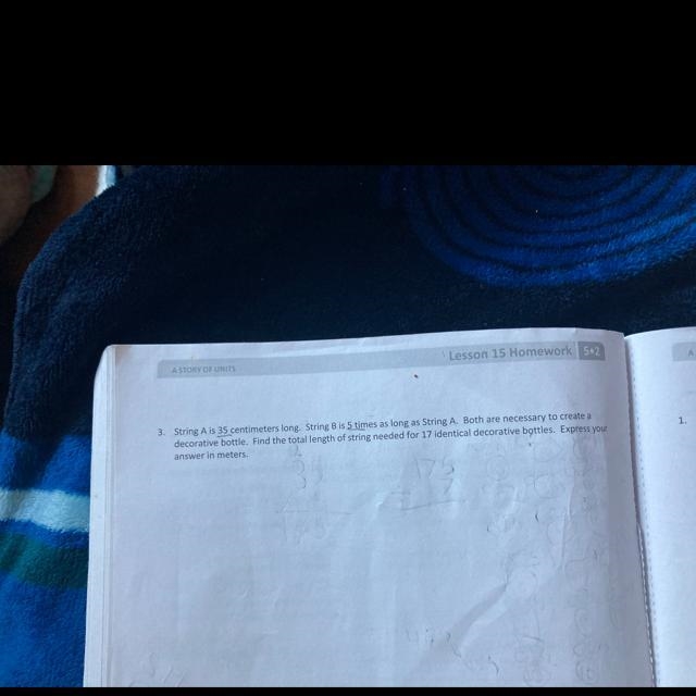 String a is 35 cm long. String B is five times as long as string A.both are necessary-example-1