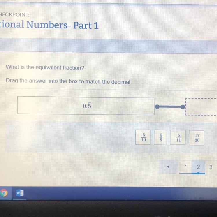 What is the equivalent fraction? Drag the answer into the box to match the decimal-example-1