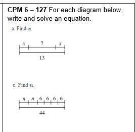 For each diagram below, write and solve an equation.-example-1