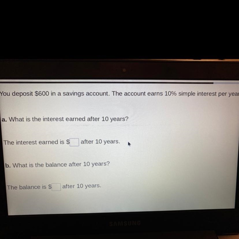 HELP You deposit $600 in a savings account. The account earns 10% simple interest-example-1