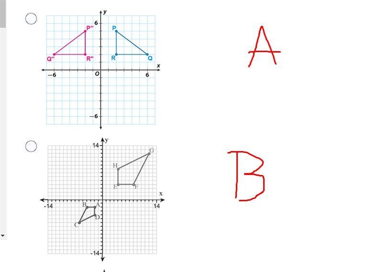 PLEASE HELP Which transformation represents a reflection over the x-axis?-example-1