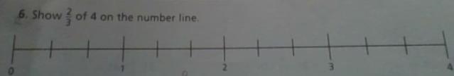 Show 2/3 of 4 on a number line-example-1