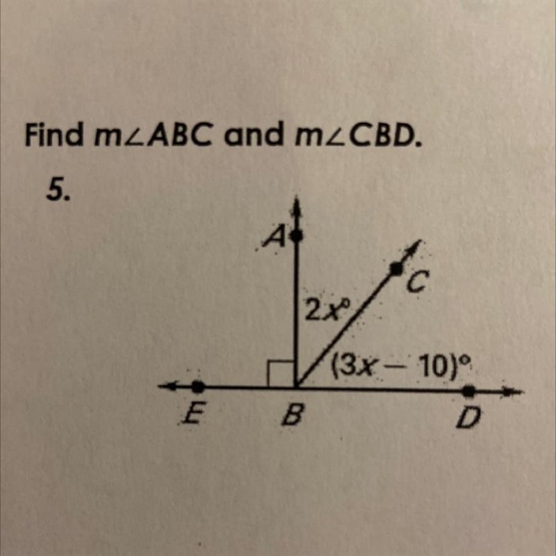 Find m A 2x C (3x - 10) D E B-example-1