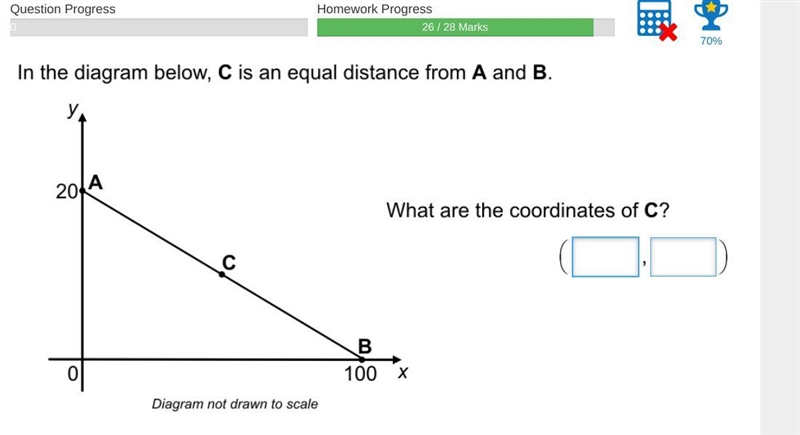 ⇒In the diagram bellow, C is an equal distance from A and B. Mathwatch question. my-example-1