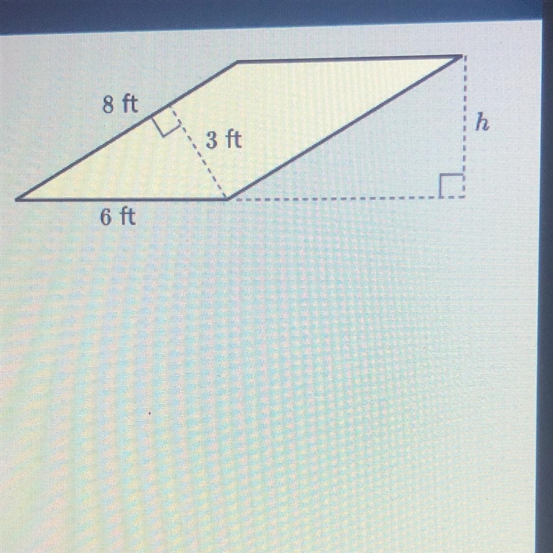 Find h in the parallelogram shown. h= ? ft-example-1