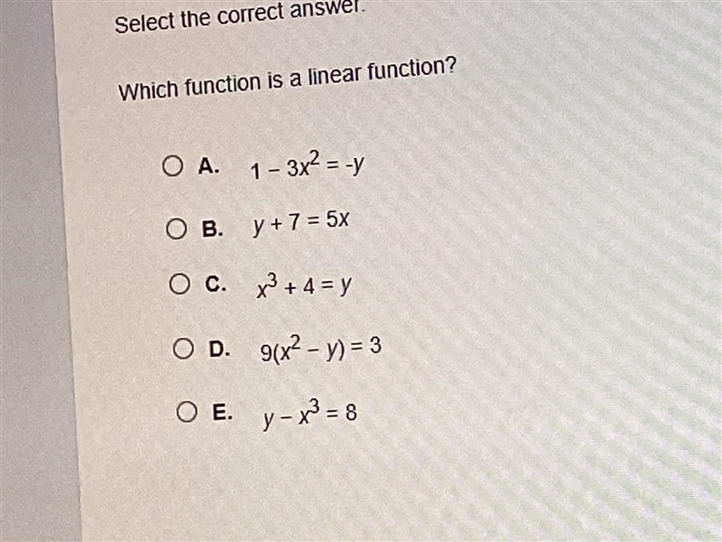 Which function is a linear function?-example-1