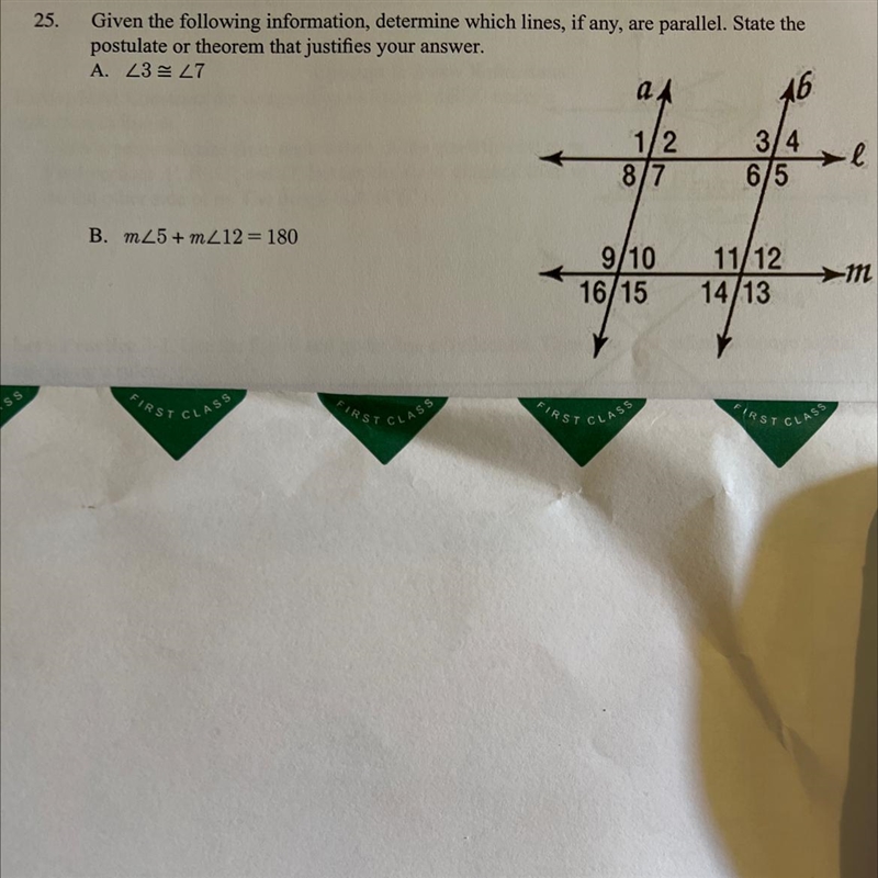 Given the following information, determine which lines, if any, are parallel. State-example-1