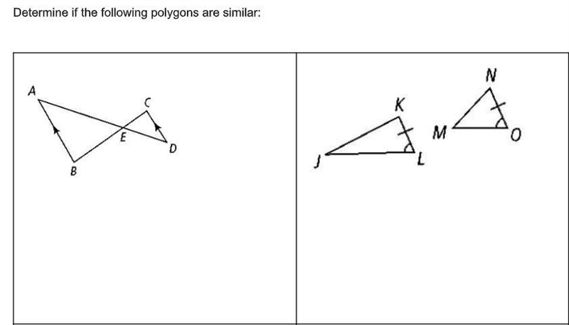 Determine if the following polygons are similar.-example-1