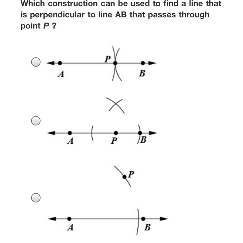 Which construction can be used to find a line thatis perpendicular to line AB that-example-1