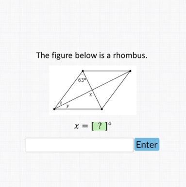 The figure below is a rhombus. x =[?]°-example-1