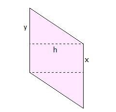 If x = 4 units, y = 5 units, and h = 4 units, find the area of the rhombus shown above-example-1