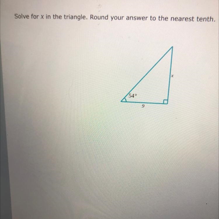 Solve for x in the triangle. Round your answer to the nearest tenth-example-1