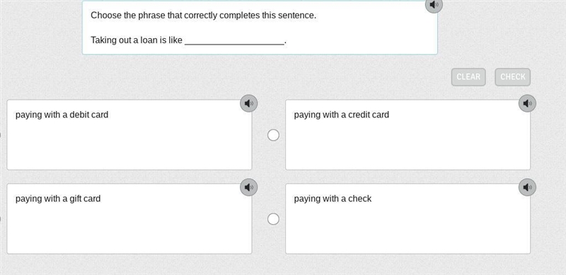 Choose the phrase that correctly completes this sentence. Taking out a loan is like-example-1