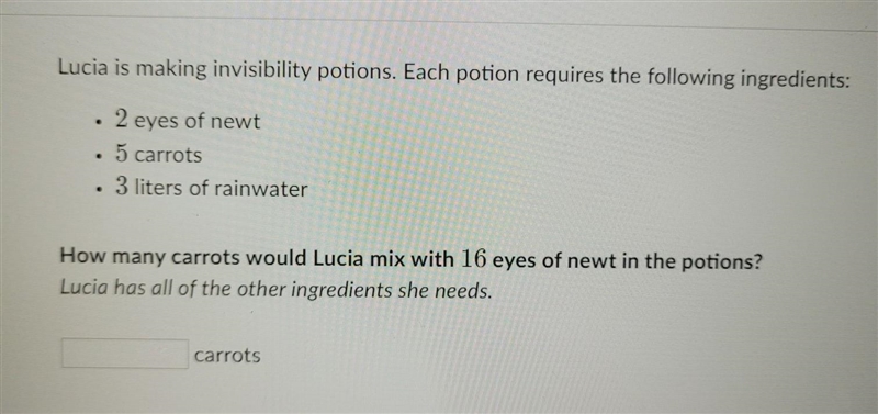 Lucia is making an invisibility potion. ​-example-1