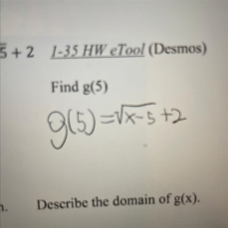 9(5)=√x-5+2 I must find the domain-example-1