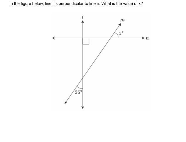 In the figure below, line l is perpendicular to line n. What is the value of x?-example-1